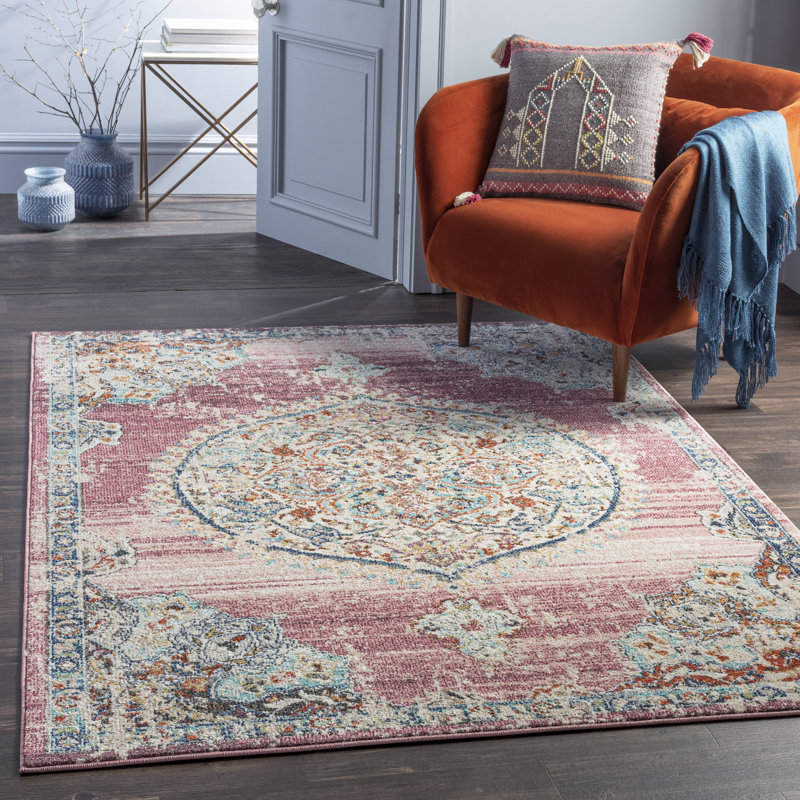 Bungalow Rose Beaucet Oriental Navy/Pink Area Rug & Reviews Wayfair.ca